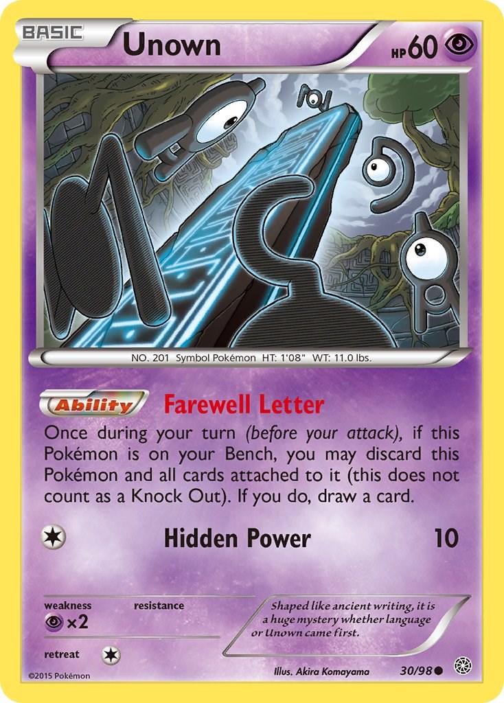 Pokémon Card Unown Letter K Pokemon Trading Card Game