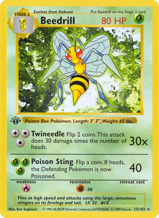 Beedrill Base Set (Shadowless) Pokemon