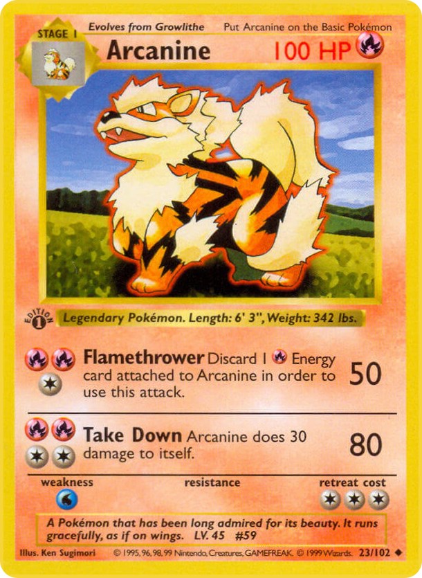 Arcanine - Base Set (Shadowless) - Pokemon