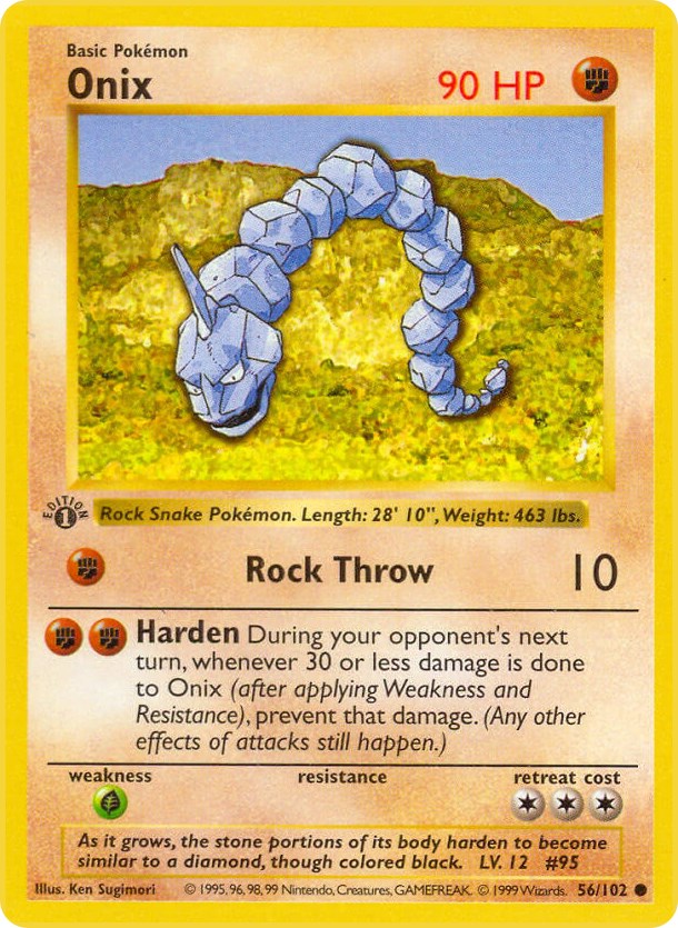 Pokemon 1999 Onix 56/102 Card - beyond exchange