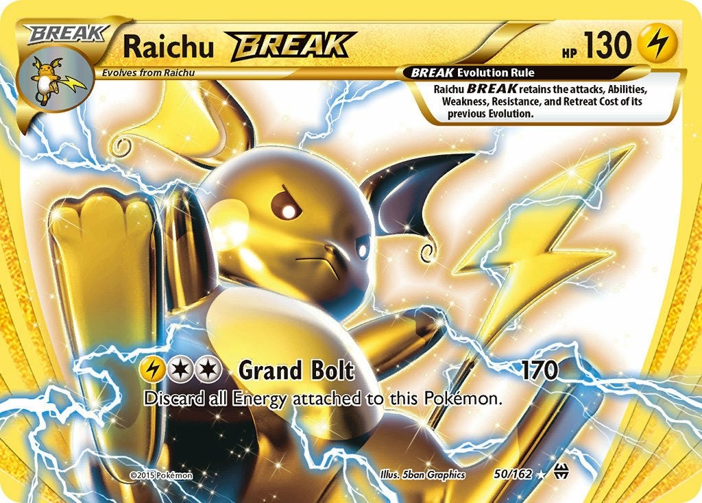 Pokemon Card Raichu BREAK 50/162 BREAKThrough ULTRA RARE HOLO NM-Mint 