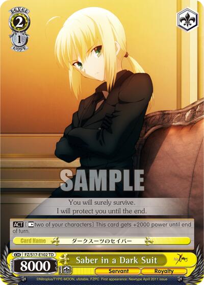 Saber in a Dark Suit (TD) - Fate/Zero - Weiss Schwarz