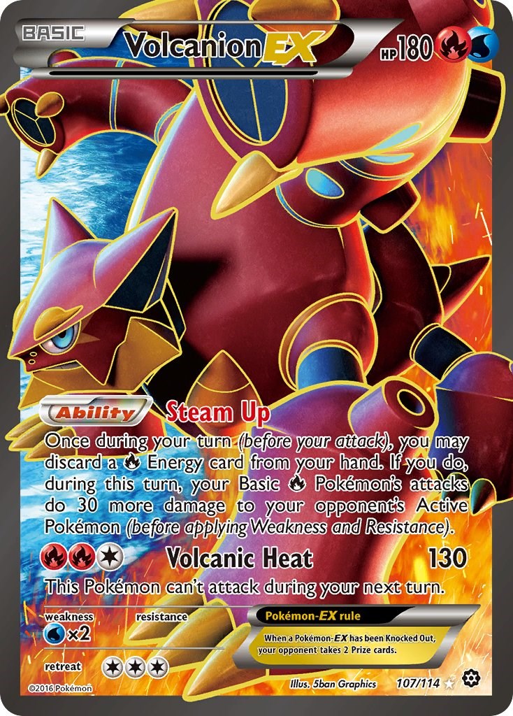 Full Art Ultra Rare Lightly Played Pokemon XY 107/114 Stea 1x Volcanion-EX 