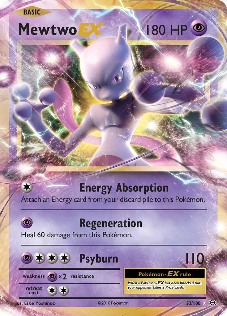 Pokémon - Mewtwo-EX (52/108) - Evoluções XY - Holo 