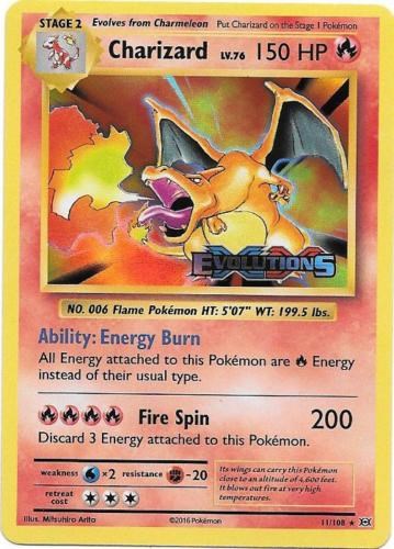 Charizard - XY Evolutions Set - 11/108 - Holo - Pokemon Card - Moderately  Played