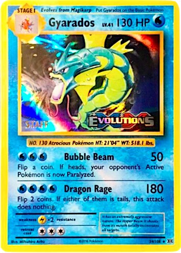 Gyarados - 34/108 (Prerelease) [Staff] card artwork