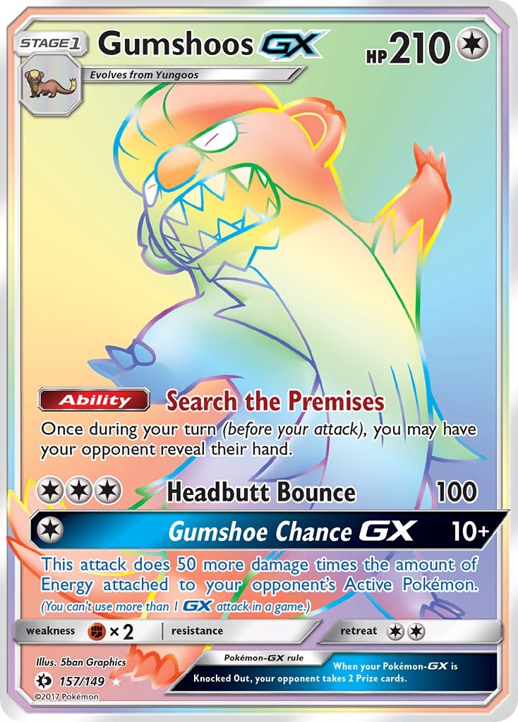 Pokémon TCG 🇧🇷 on X: Revisão de carta: Gumshoos GX Sol e Lua Ps210 Tipo:  Normal Melhor Ataque: Sorte de Detetive GX 10+ 50X a quantidade de energia  do oponente  /