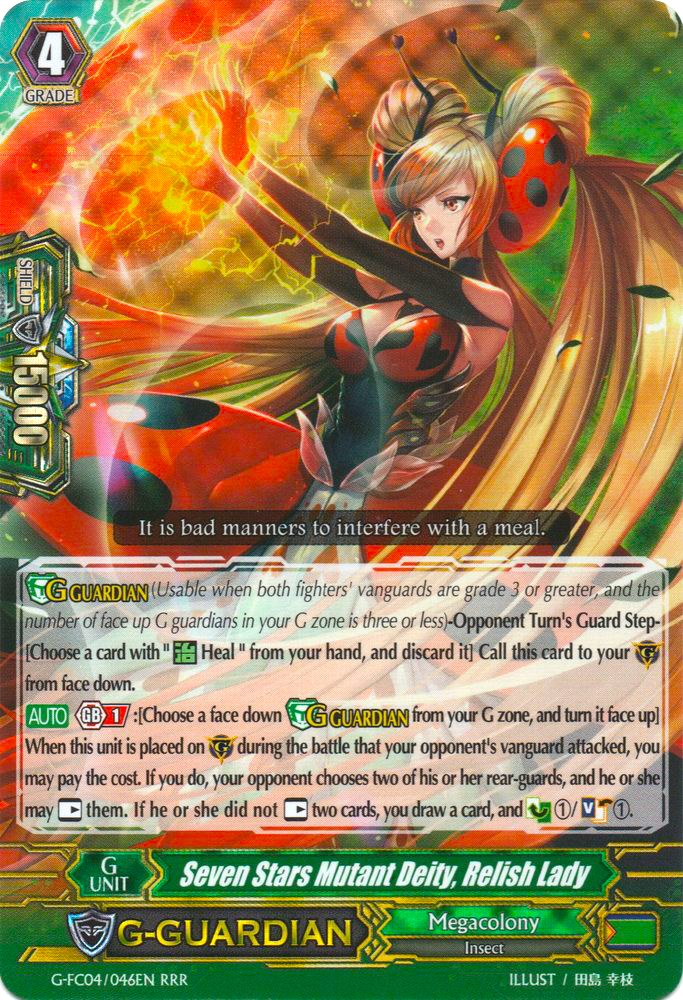 Details about   CARDFIGHT VANGUARD SEVEN STARS MUTANT DEITY RELISH LADY G-FC04/046EN RRR 