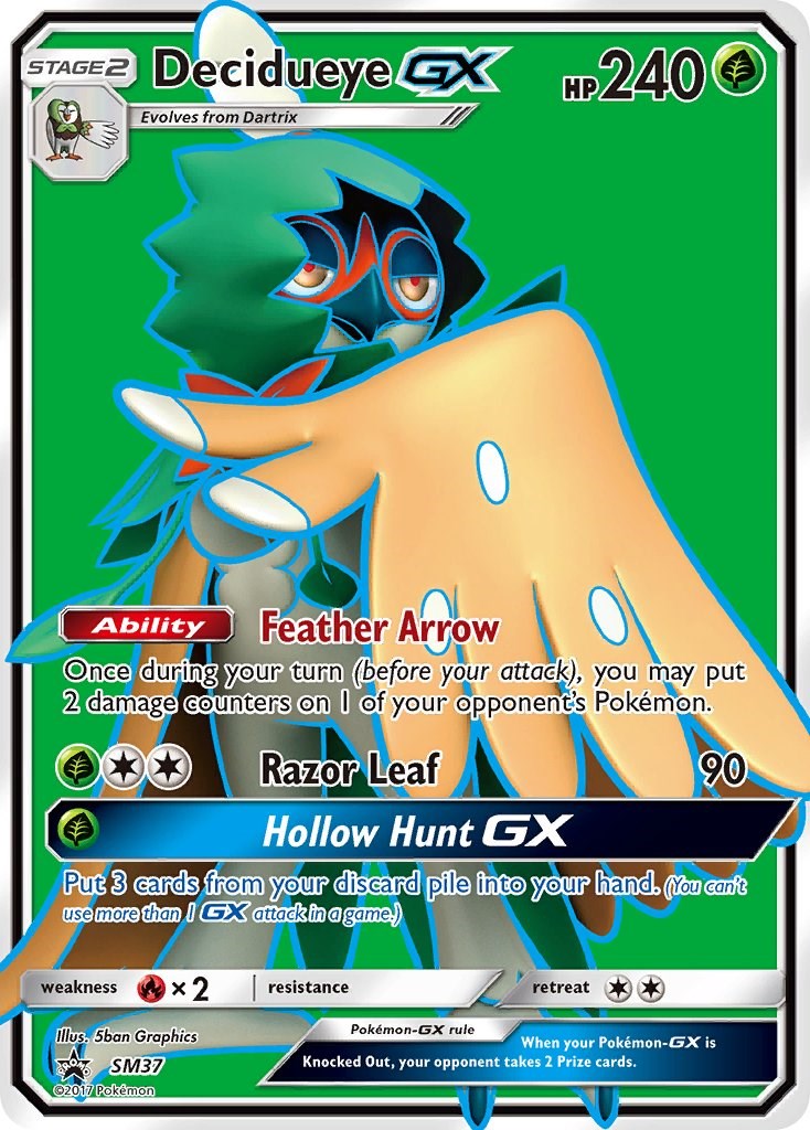 Decidueye gx sm37 jumbo Pokémon card 
