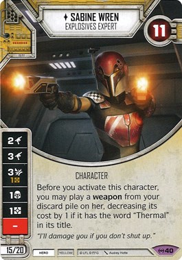 Sabine Wren - Explosives Expert (Card Only) - Empire at War - Star Wars ...