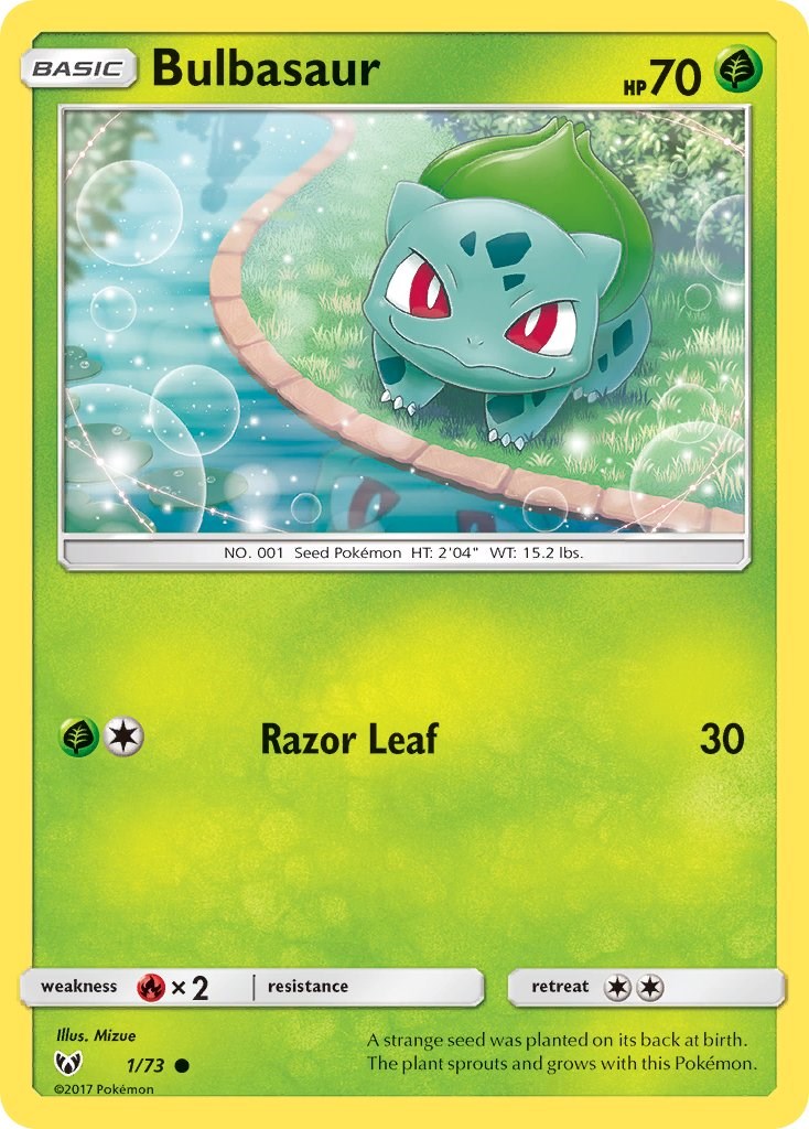 Mavin  Bulbasaur 1/73 NM Reverse Holo Shining Legends Near Mint Foil  Pokemon TCG Card