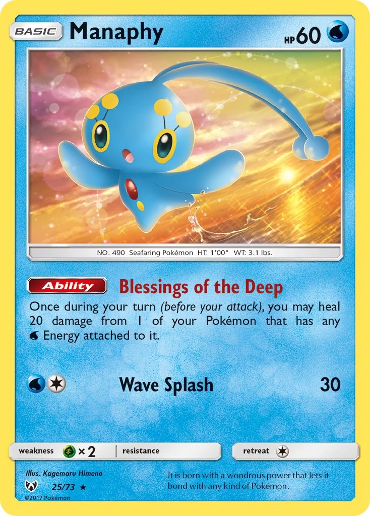 Details about   Manaphy 25/73 Holo Shining Legends Pokemon Card ~ LP 