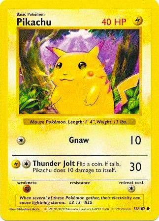 Pikachu (Red Cheeks) - Base Set (Shadowless) - Pokemon