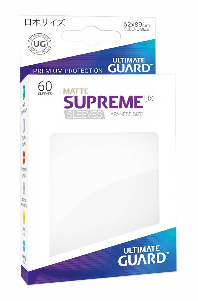 Matte WHITE 60 Ultimate Guard SUPREME UX Japanese Size Card Sleeves 