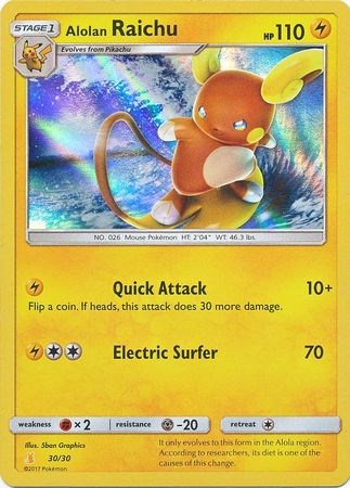 Alolan Raichu 17/30 TK2 Mint Pokemon Card 