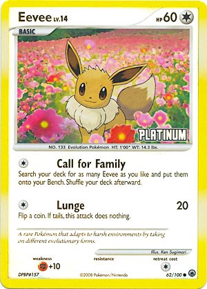 Pokemon Eevee Platinum Reverse Holo 62/100 TCG Card LP