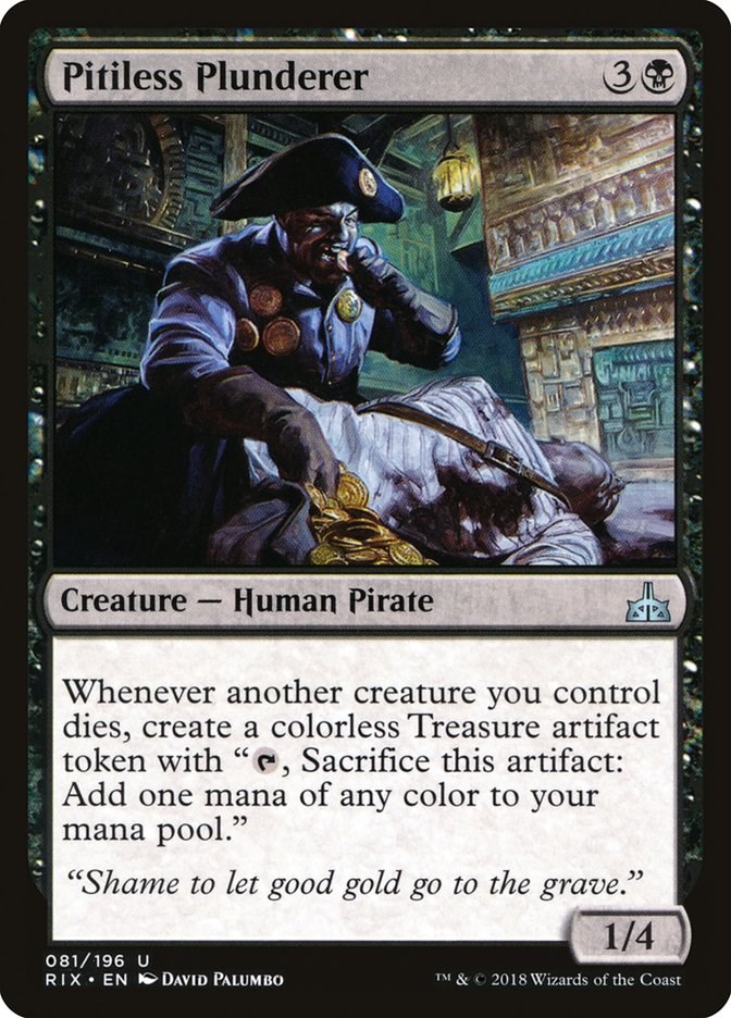 4 PITILESS PLUNDERER ~mtg NM Rivals of Ixalan Unc x4 