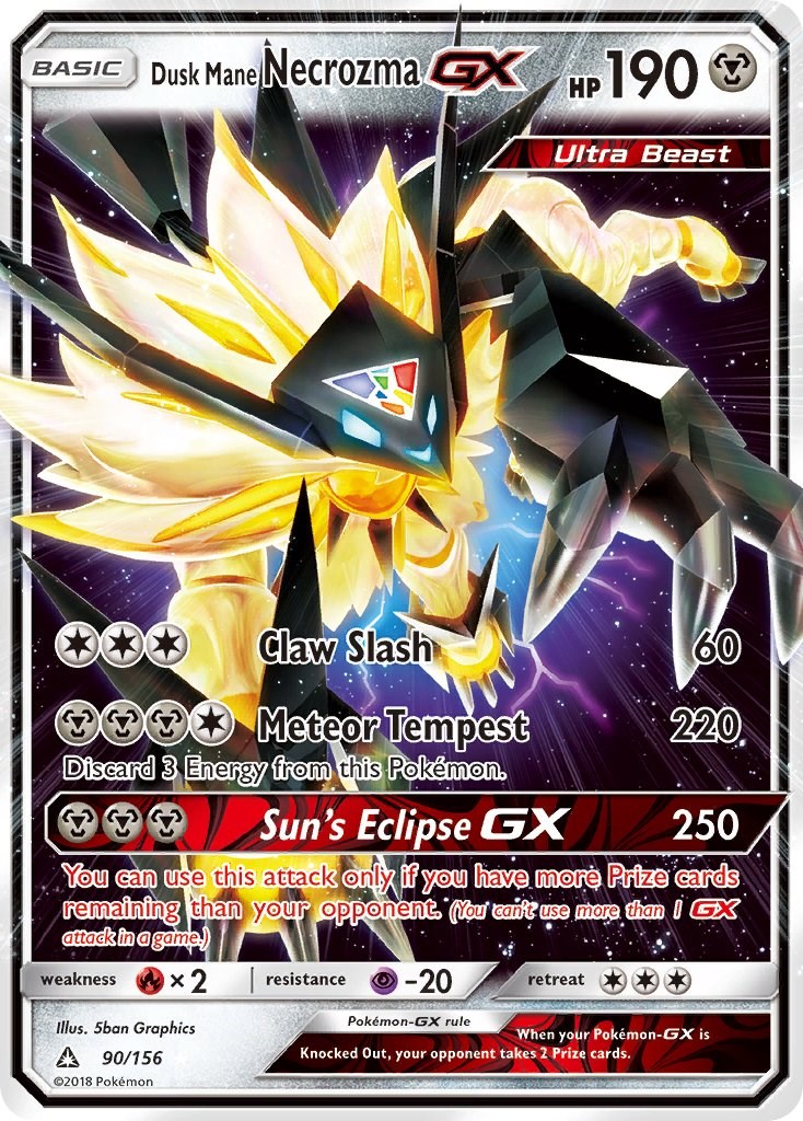 Pokemon Metal Card Solgaleo GX HP 190 Gold Card Trade Card