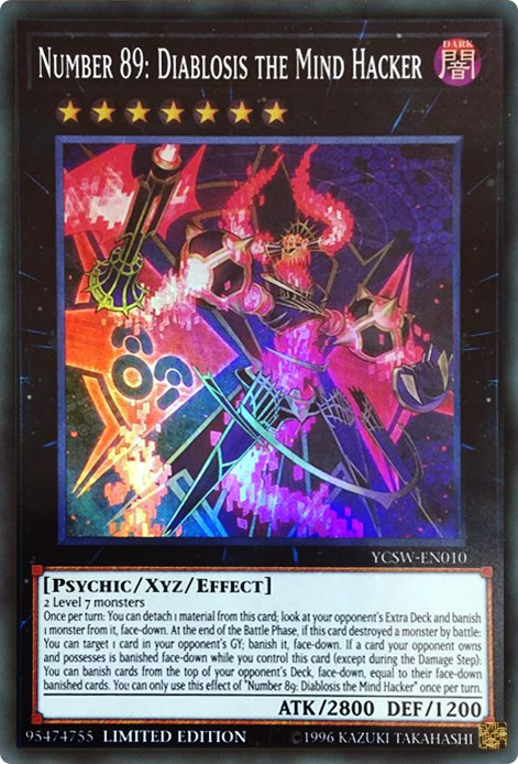 YUGIOH NUMBER 89 DIABLOSIS THE MINDER HACKER SECRET RARE BROL