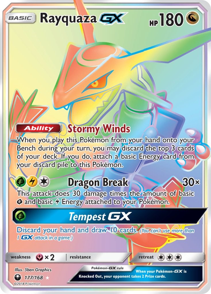 Card Pokémon Rayquaza Gx Shiny Original