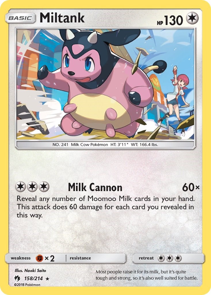 Moomoo Milk 185/214 - Uncommon Pokemon Trainer Card - Lost Thunder Set - NM