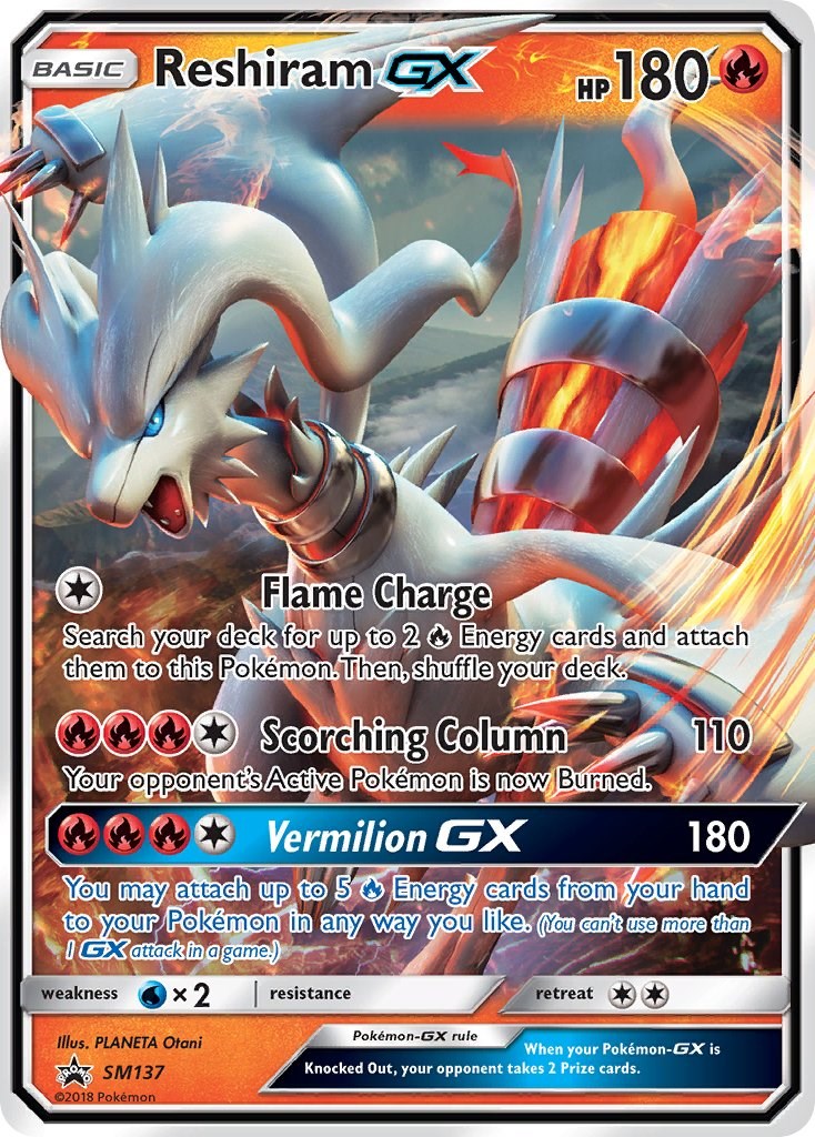  Pokemon Singles - Reshiram GX - SM137 - SM Black Star