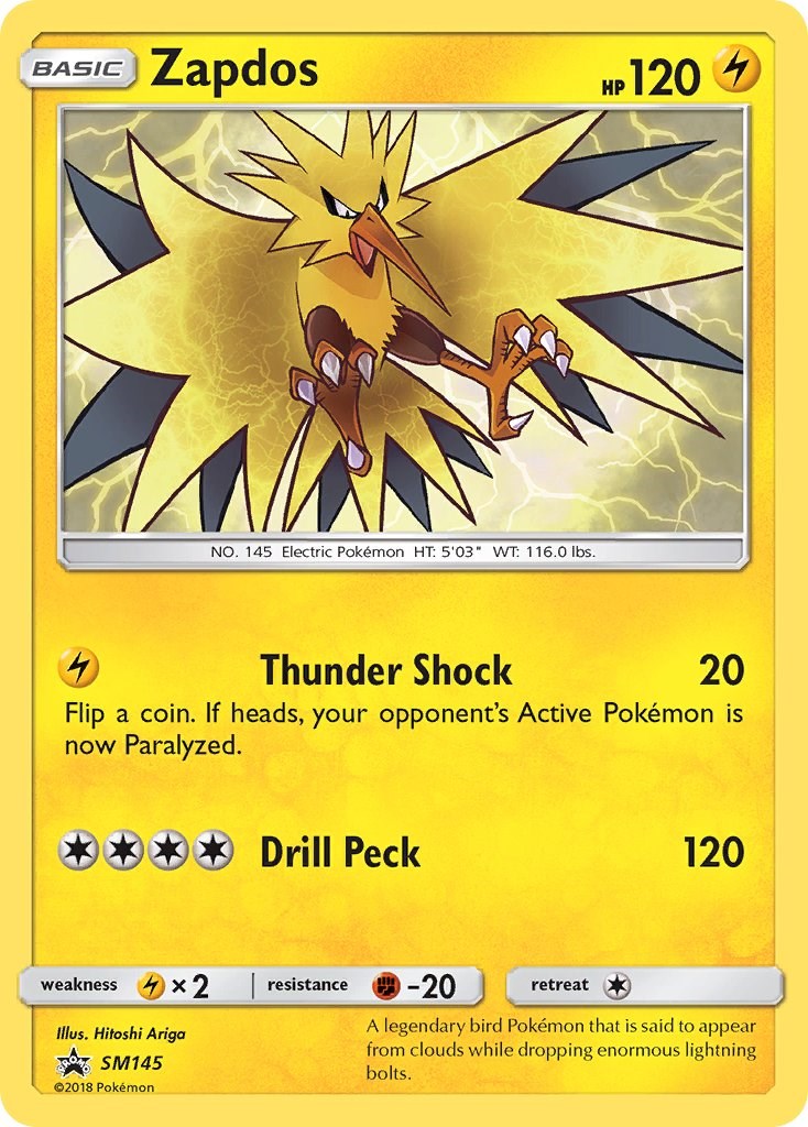 Pokemon Card Zapdos Sm159 near Mint + Eng Rare Foil Prerelase Team Up