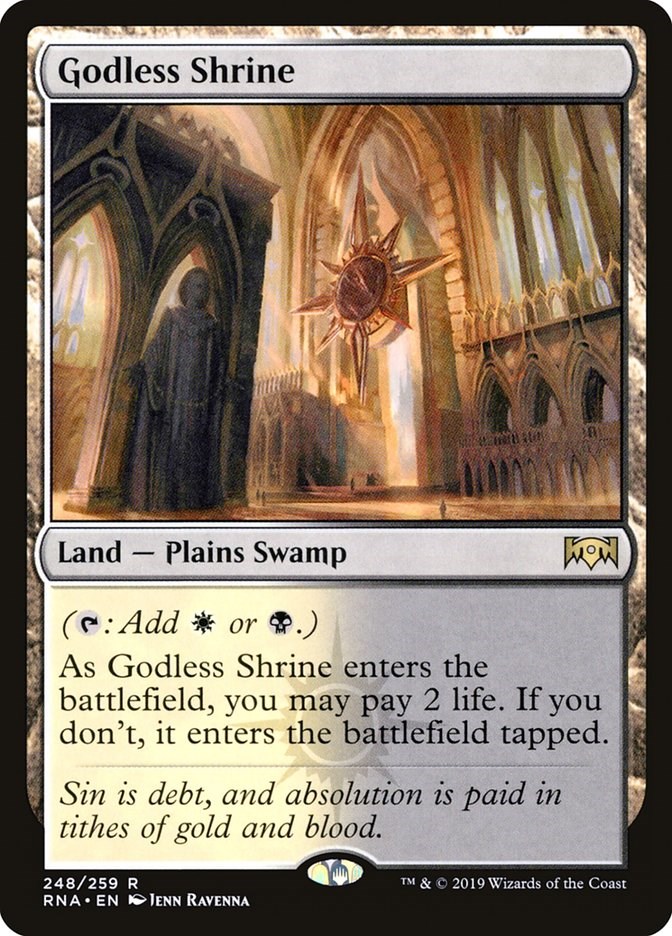 1 PLAYED Godless Shrine Land Guildpact Mtg Magic Rare 1x x1 