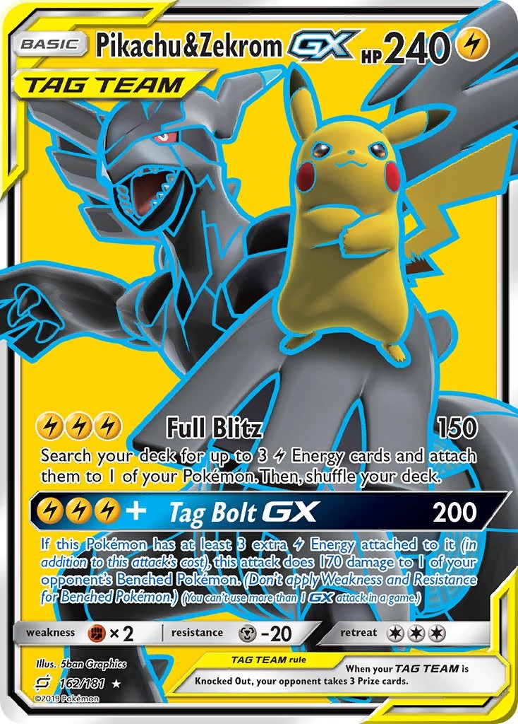 Pikachu & Zekrom GX - Team Up #184 Pokemon Card