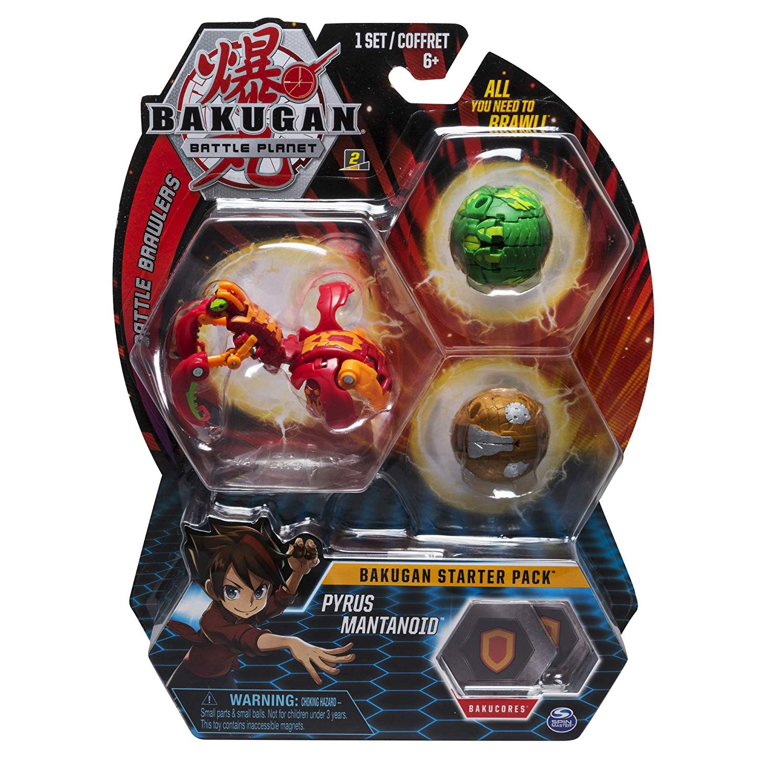 Bakugan Starter 3Pack Pyrus Mantanoid Battle Brawlers Bakugan TCG