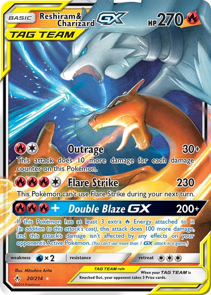 Reshiram And Charizard Gx Sm Unbroken Bonds Pokemon