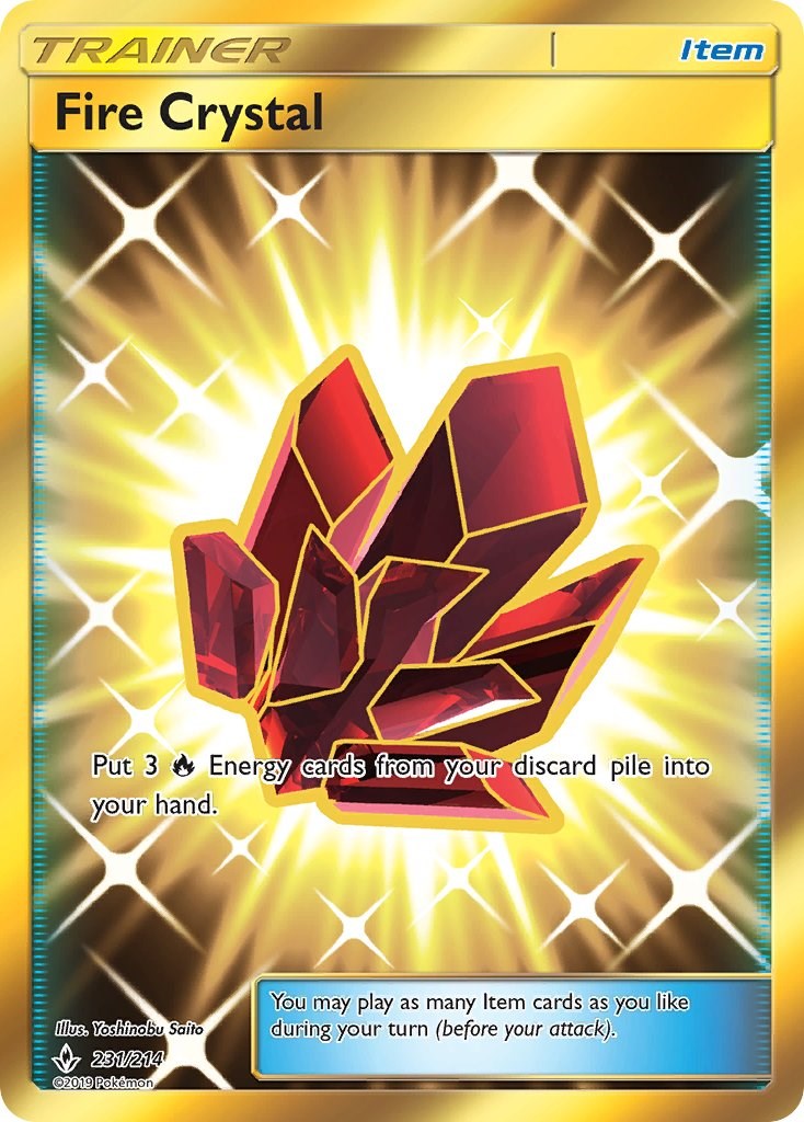 x4 Cards Playset Fire Crystal 173/214 Unbroken Bonds Pokemon Trainer 