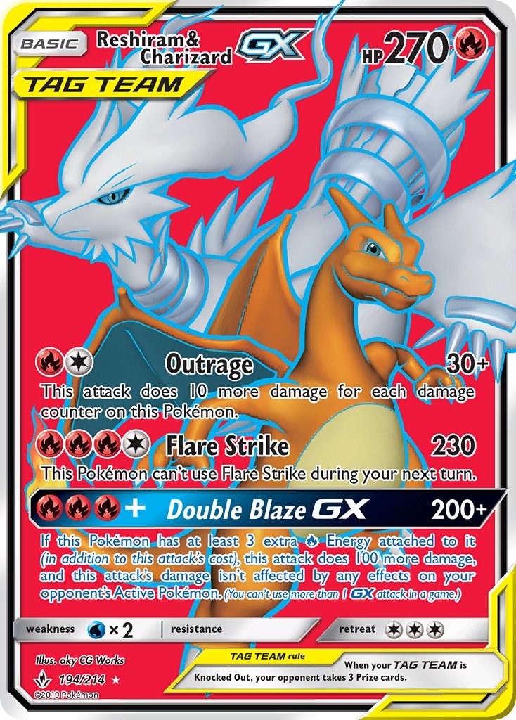 Reshiram & Charizard GX - 194/214 - Full Art Ultra Rare