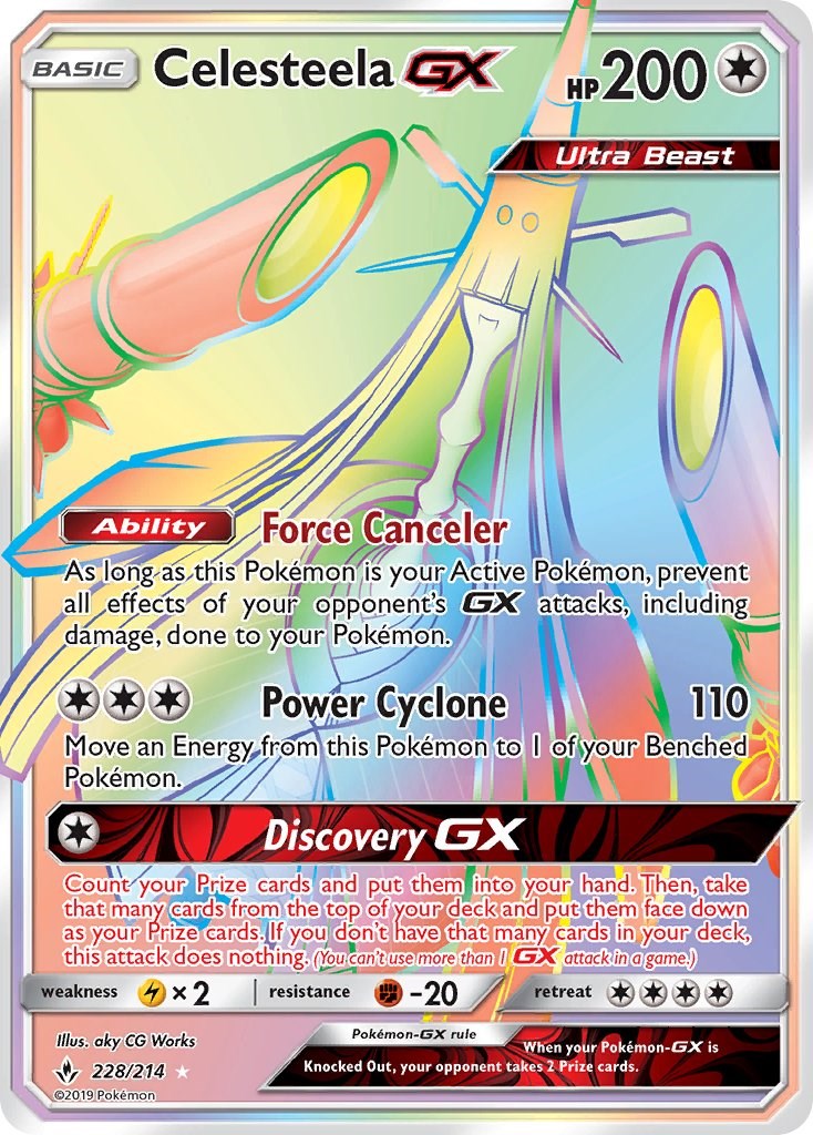 Pokemon TCG Celesteela GX 162/156 Ultra Prism Rainbow Secret Rare NM