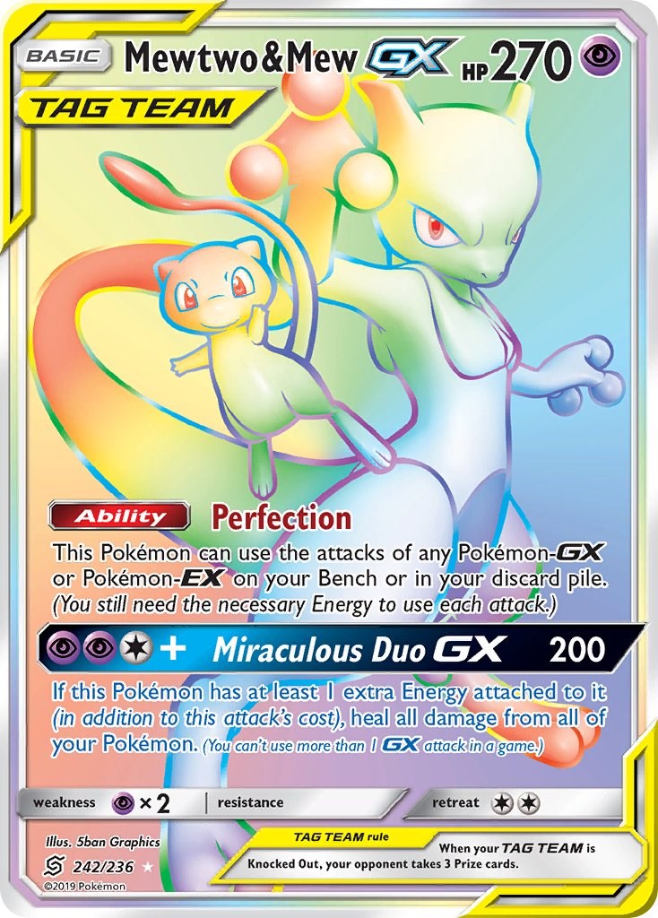 Mewtwo Mew GX Secret SM Unified Minds Pokemon