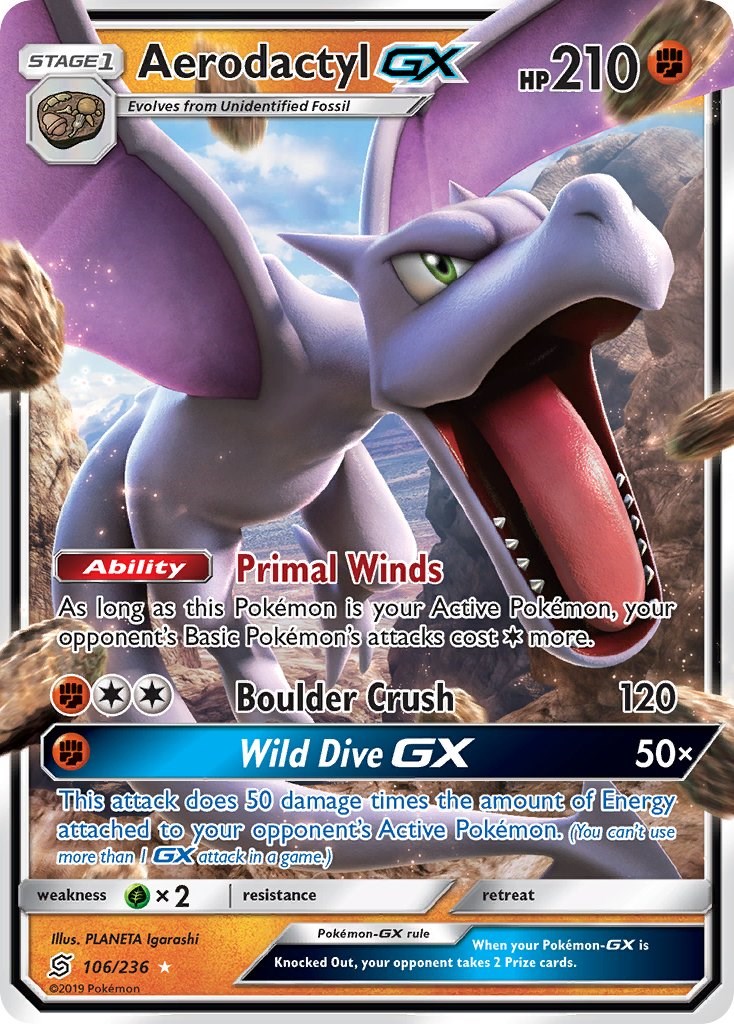 Aerodactyl-GX Unified Minds Pokemon Card