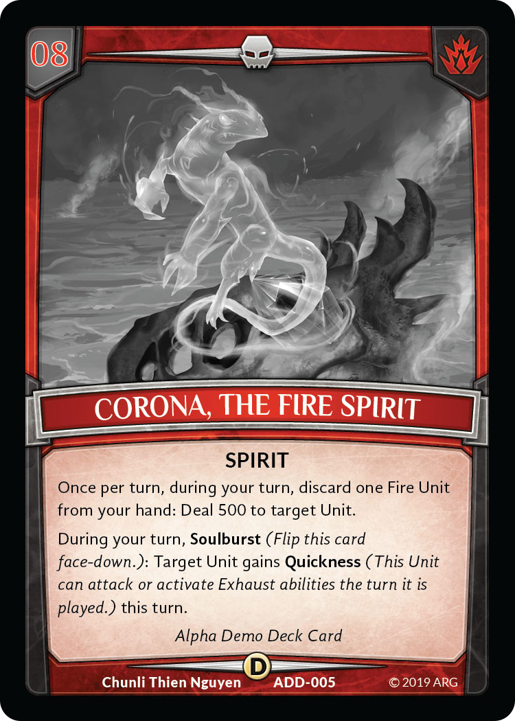 Corona, the Fire Spirit - Alpha Demo Intro Decks - Argent Saga TCG