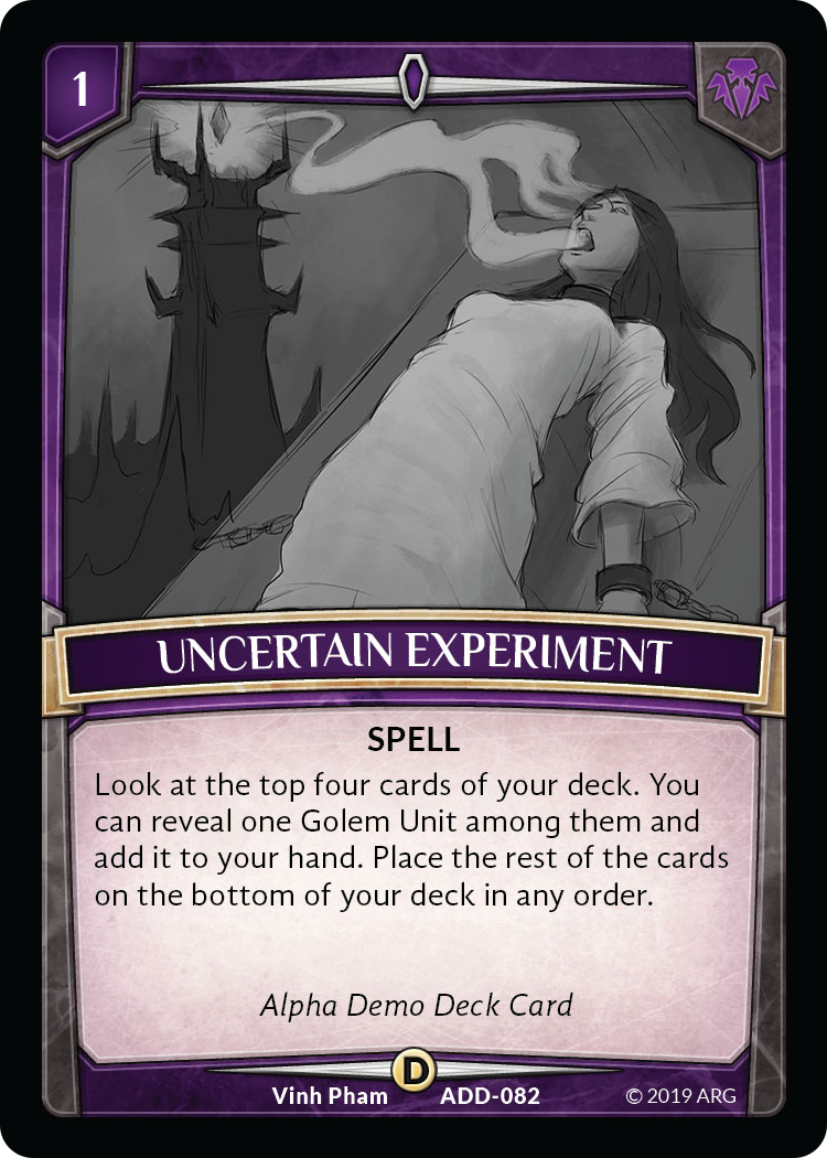 Uncertain Experiment - Alpha Demo Intro Decks - Argent Saga TCG