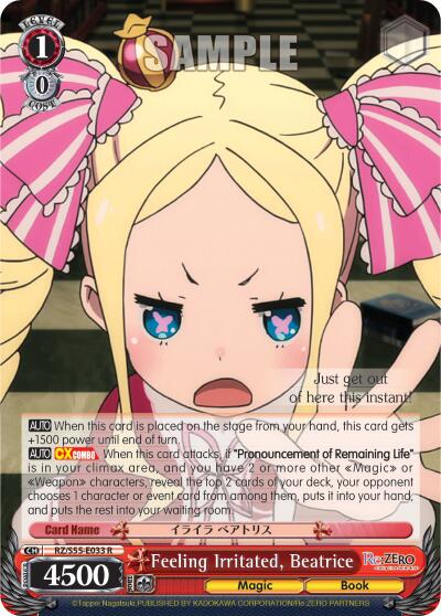 Feeling Irritated Beatrice Re ZERO Vol.2 Weiss Schwarz