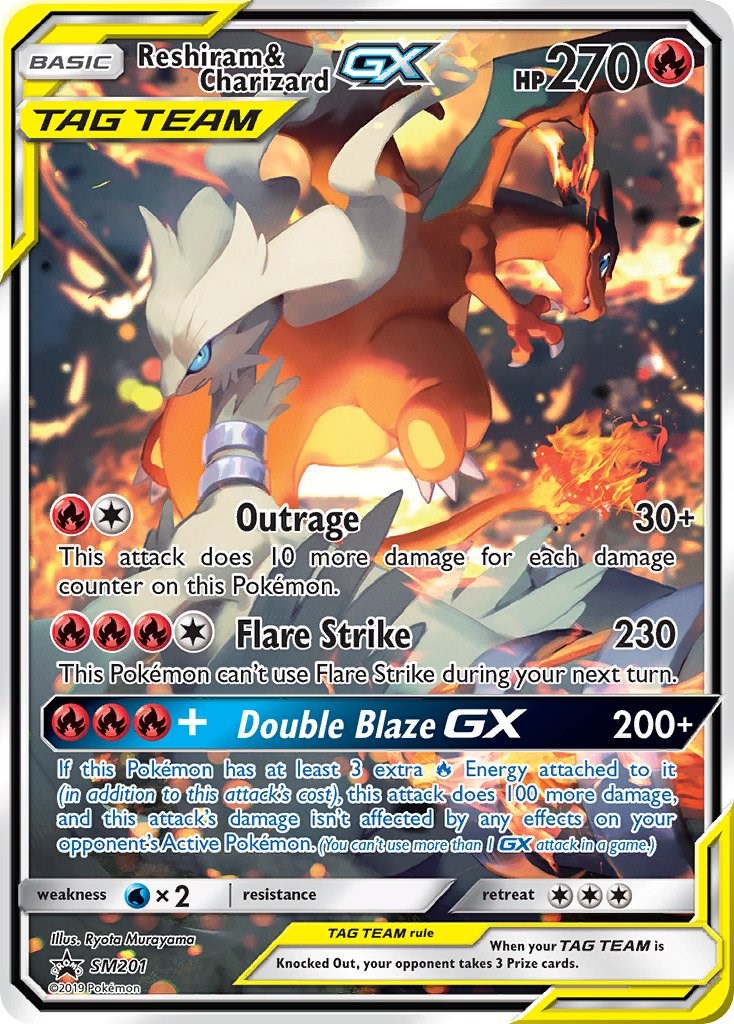 Reshiram & Charizard-GX (Alt Full Art) - SM201