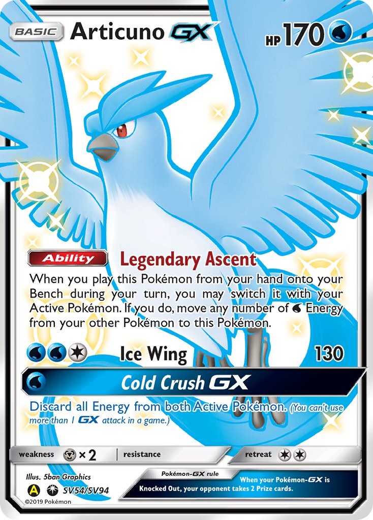 Articuno Silver Shiny Pokémon Card in A Magnetic Freestanding 