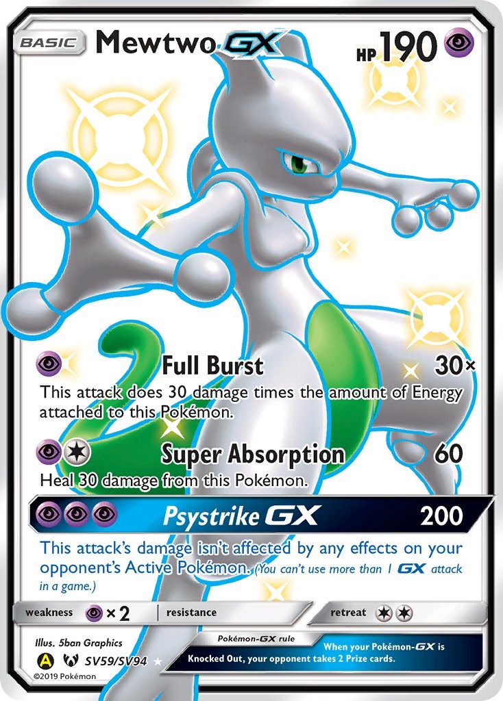 Shiny Mewtwo & Rayquaza Tag Team GX Custom Made 