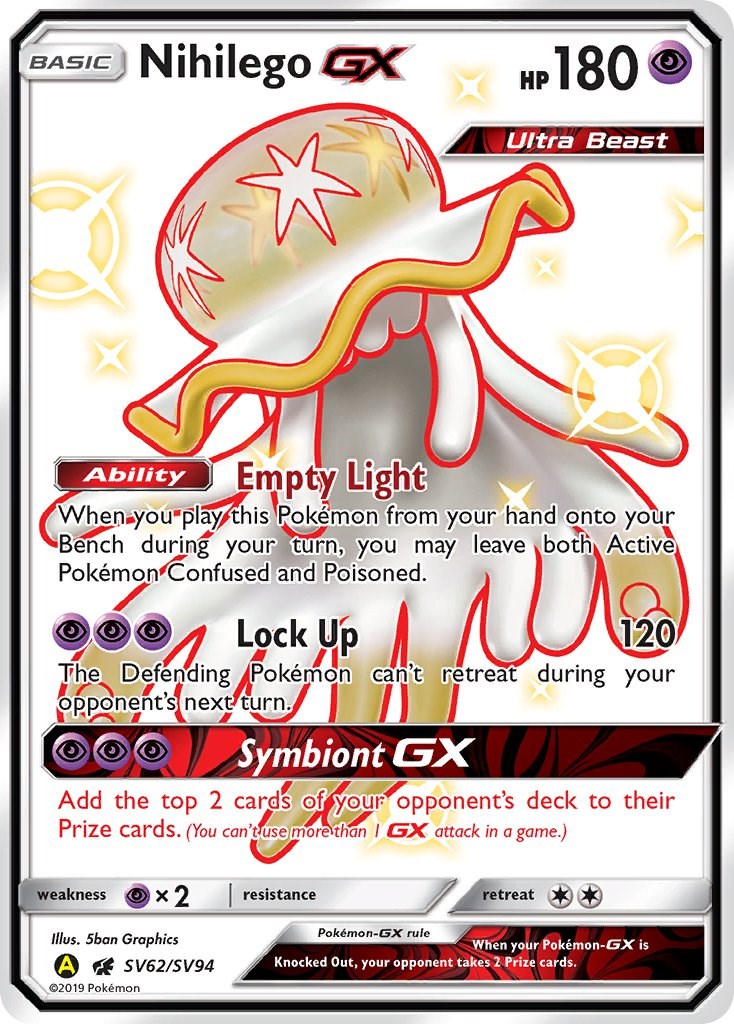 Nihilego Basic HP 180 Ultra Beast Pokemon Card 2017 Empty Light Lock Up