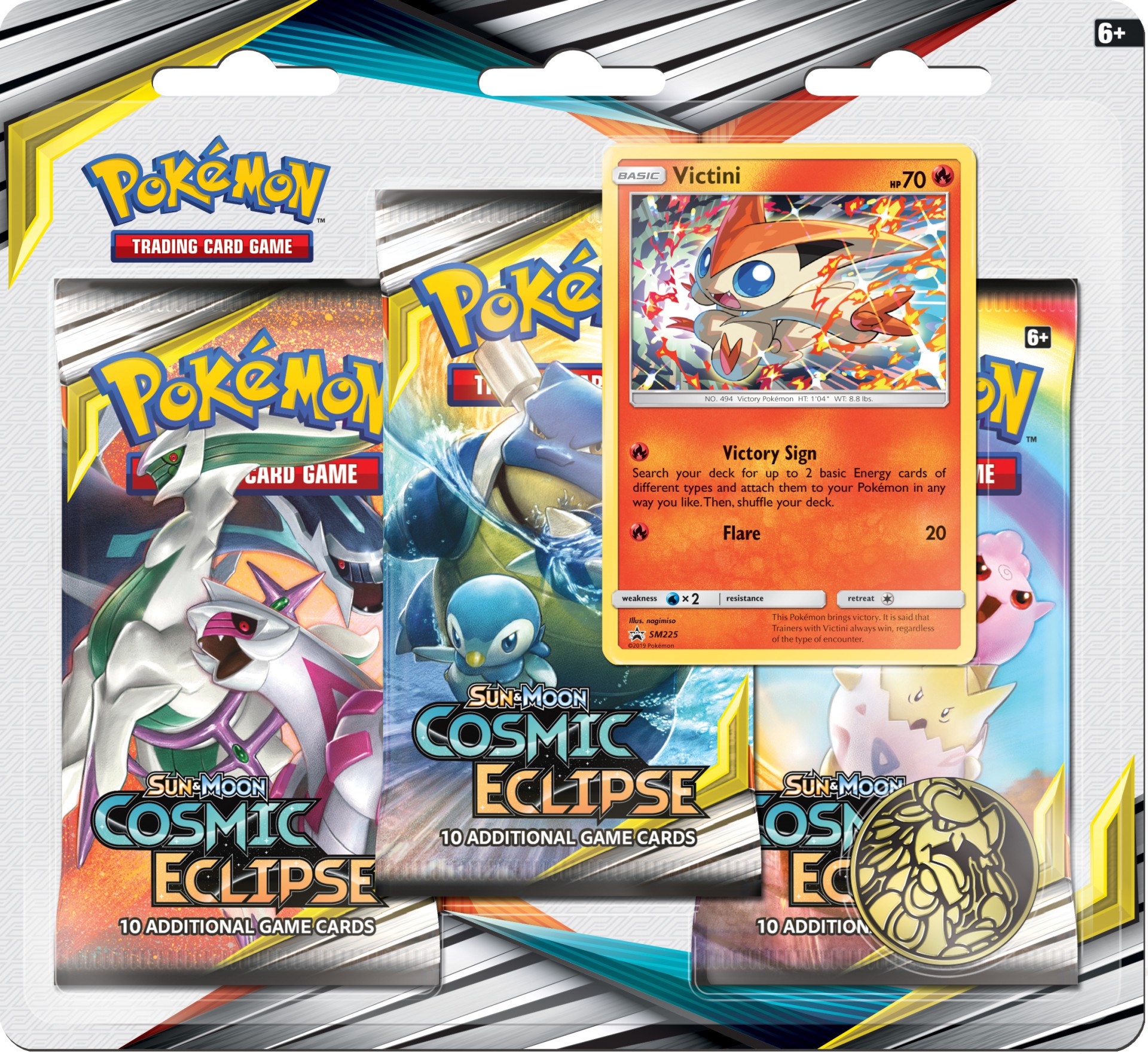 2 Sun & Moon Cosmic Eclipse 3 Pack Blister with Victini/Celebi Promo New  Lotof2 