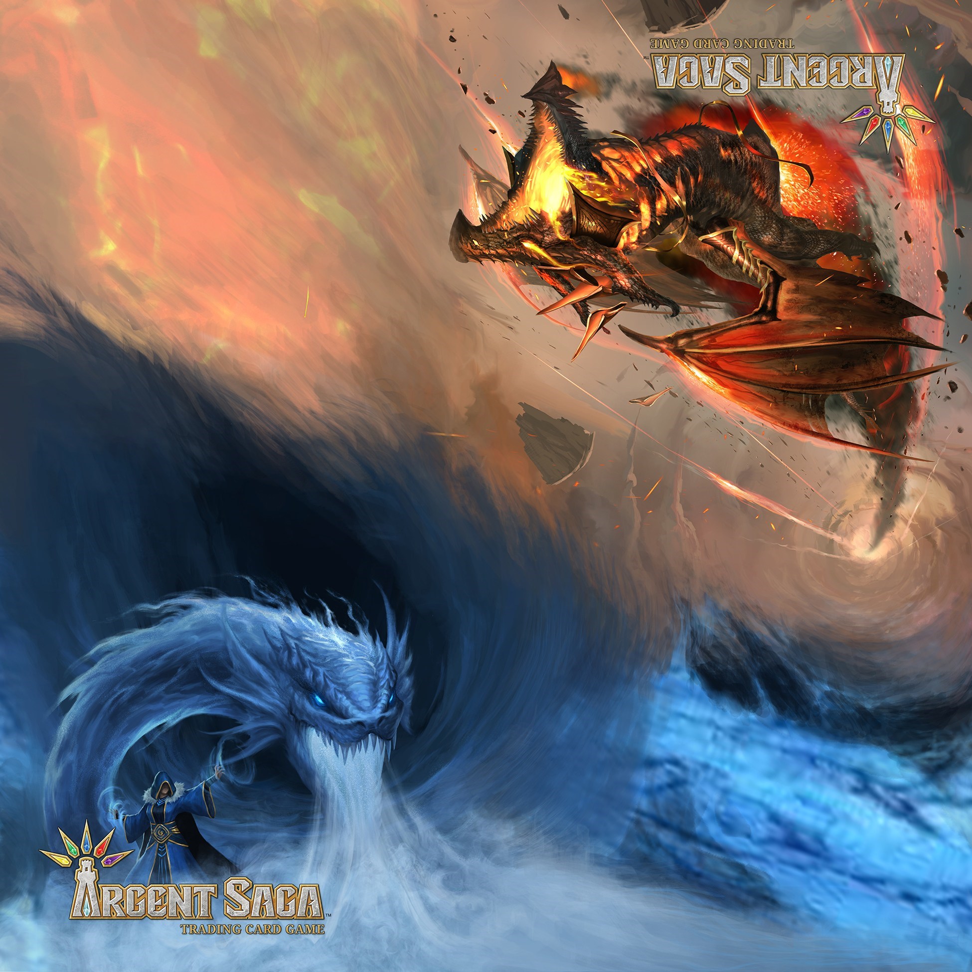 Argent Saga TCG Cloth 2Player Playmat Fire and Ice Argent Saga