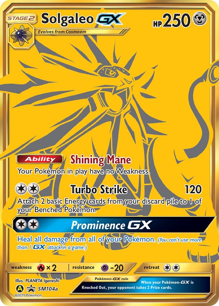 Mavin  Solgaleo GX GOLD! Full Art Shiny Pokemon Card! Hidden Fates SM104a,  NM/MINT