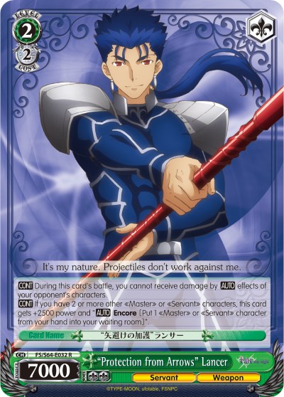 Protection from Arrows Lancer (FS/S64-E032 R) [Fate/Stay Night [Heav