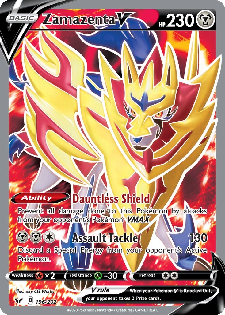 Zamazenta V Full Art - 196/202 - Sword & Shield – Card Cavern Trading  Cards, LLC