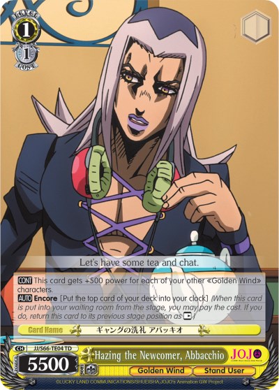 Hazing The Newcomer Abbacchio Jojo S Bizarre Adventure Golden Wind Weiss Schwarz