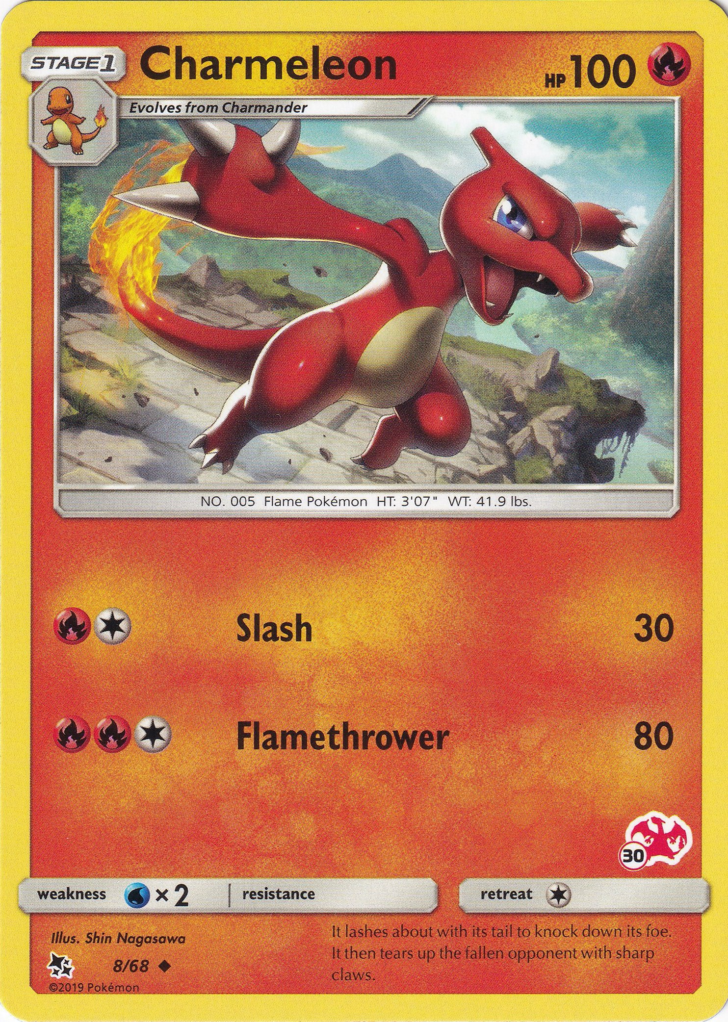 Charmeleon - 8/68 (#30 Charizard Stamped) card artwork